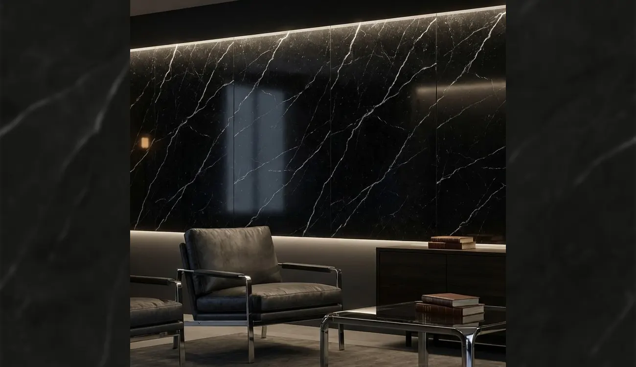 Marble Black Siyah Spc Zemin ve Duvar Paneli